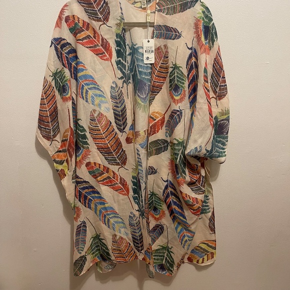 NWT JC Sunny Printed Woven 100% Cotton Lightweight Kimono OS - Picture 1 of 9